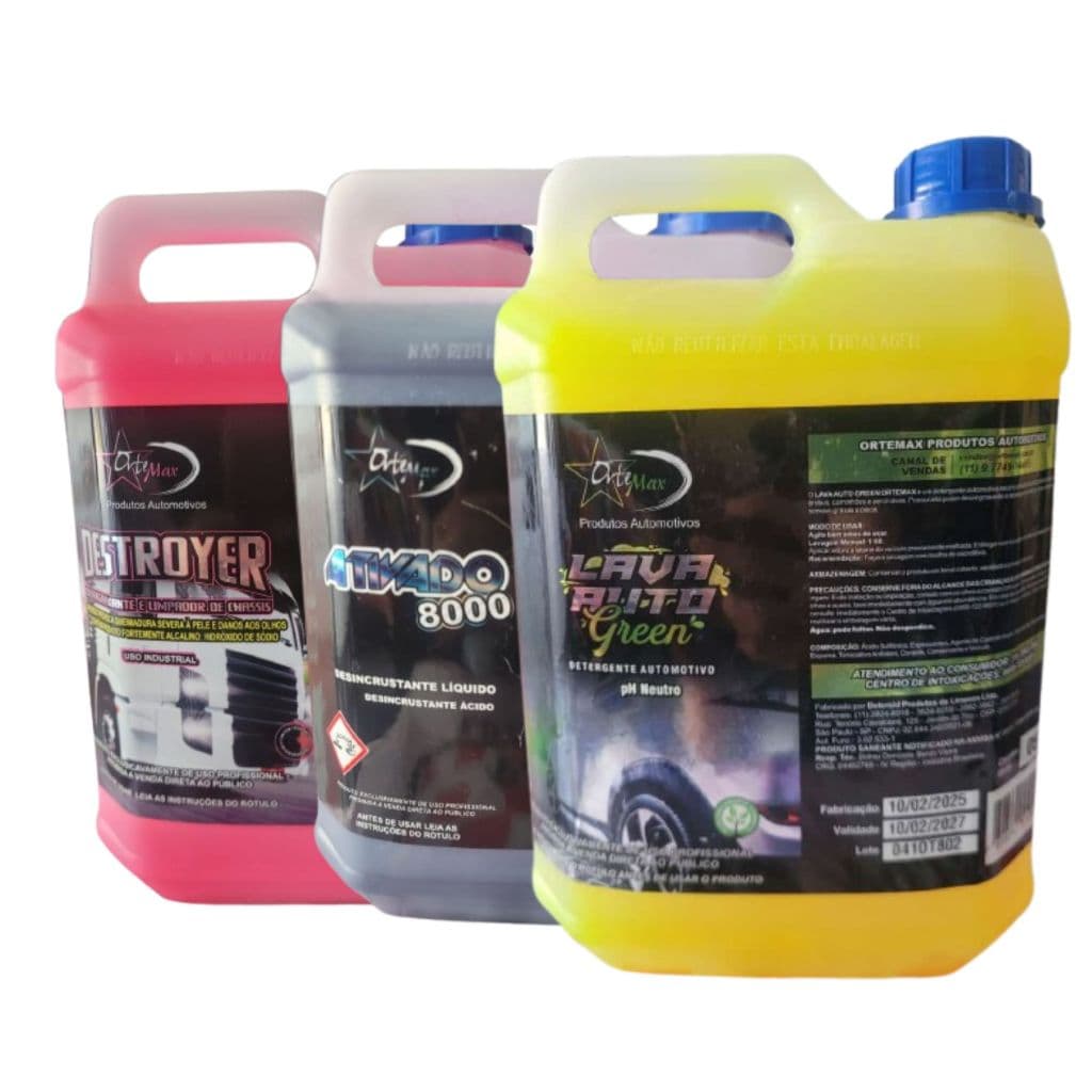 Kit Lava Rápido Shampoo + Limpa Baú + Solupan 5L cada - Ortemax