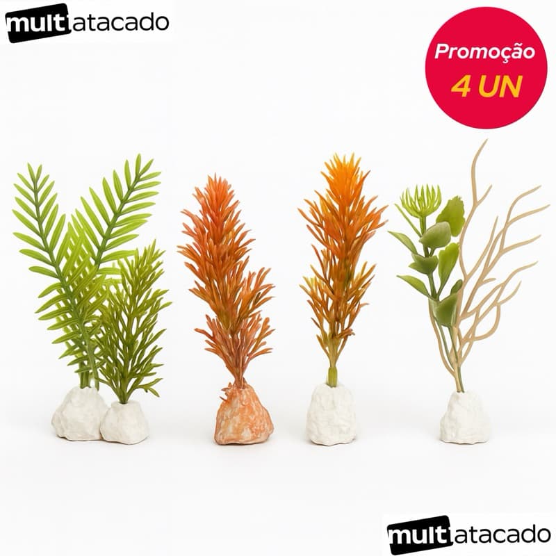 Planta Artificial Aquario  verde Enfeite e Decoração planta de decoração artificial decoração Peixe