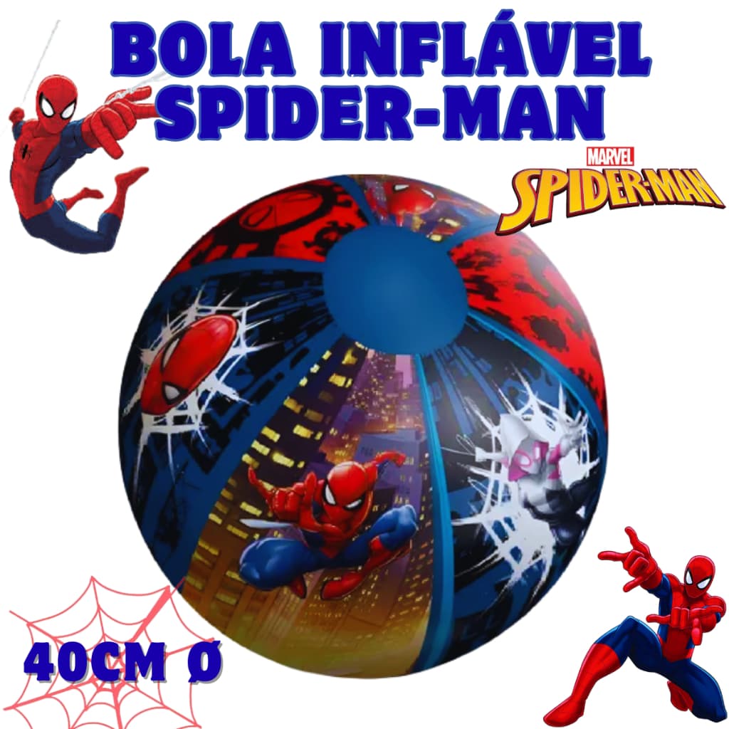 Bola Inflável Spider-Man 40cm Disney Infantil Praia Piscina Brinquedo Verão