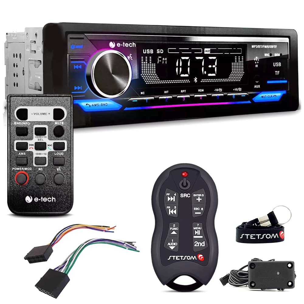 Aparelho Som Automotivo Rádio Mp3 Player USB Bluetooth + Controle de Longa Distancia Stetsom Sx2