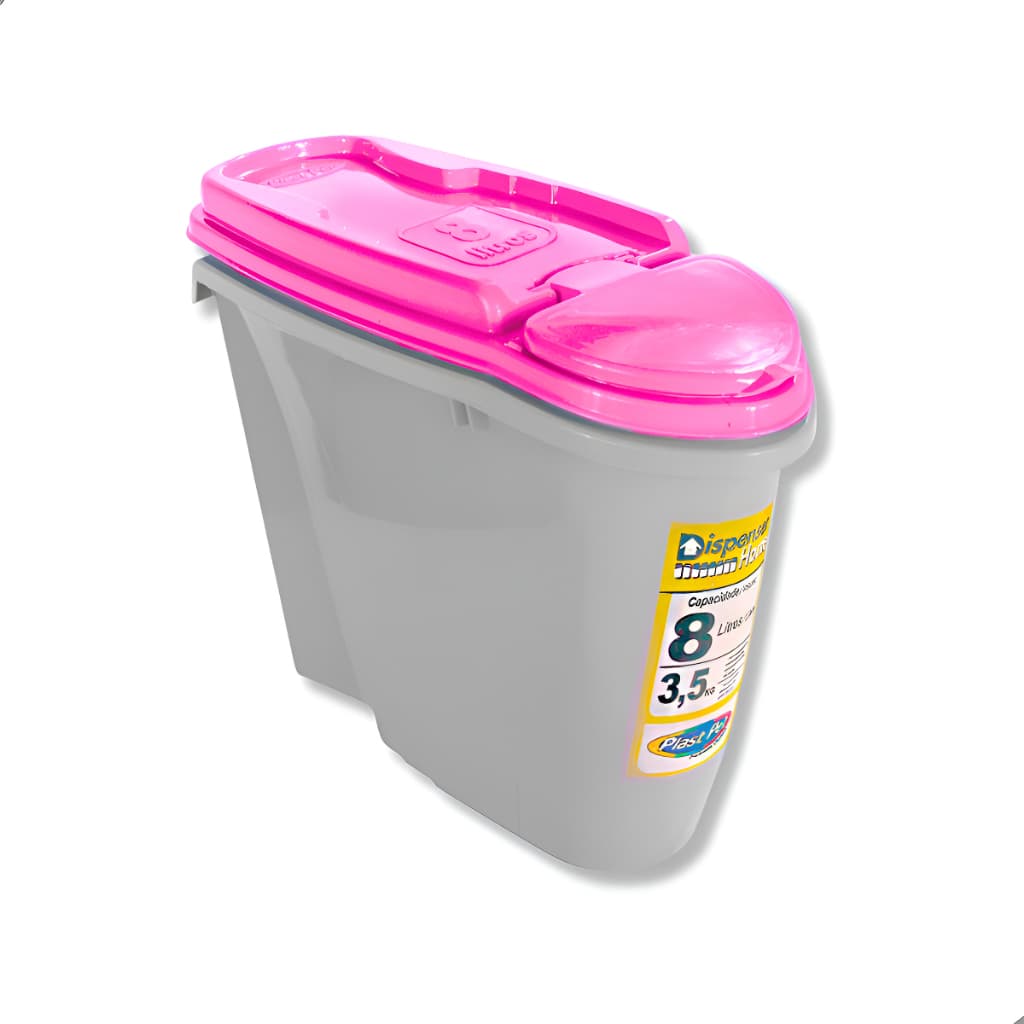 Pote Porta Ração Portátil 8 Litros Para Petisco Cães E Gatos Dispenser Rosa chiclete
