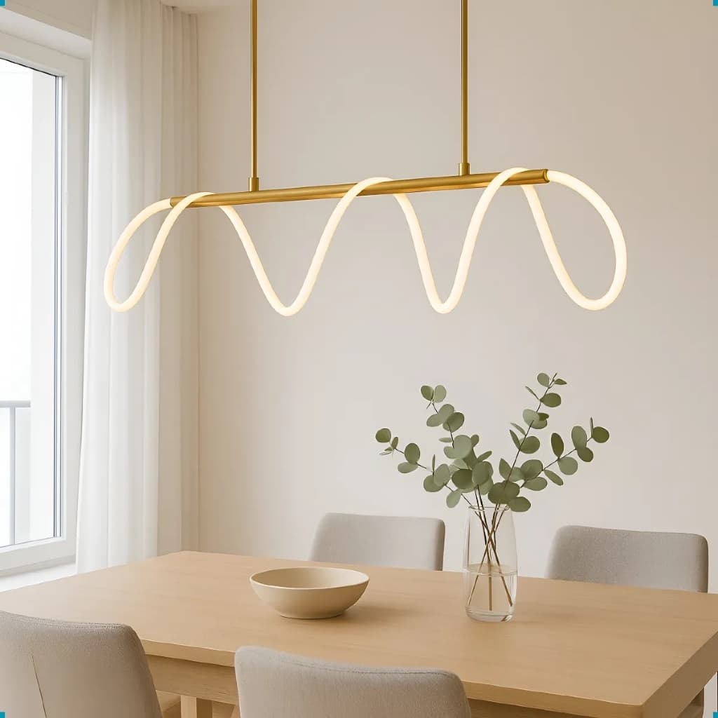 Lustre Moderno pendente com mangueira de silicone ouro