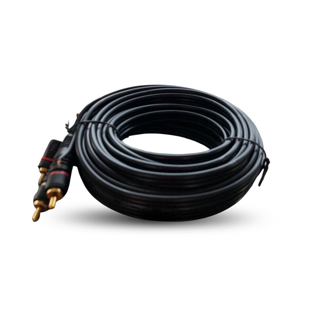 Cabo Rca 5 Metros Emborrachado Preto Banhado a Ouro E-Tech 5m Som Automotivo P/ Módulo, Rádio
