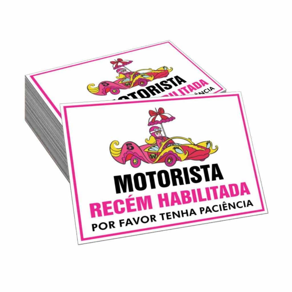 adesivo motorista novata recente habilitada carta nova vidro e lataria - 18x15cm