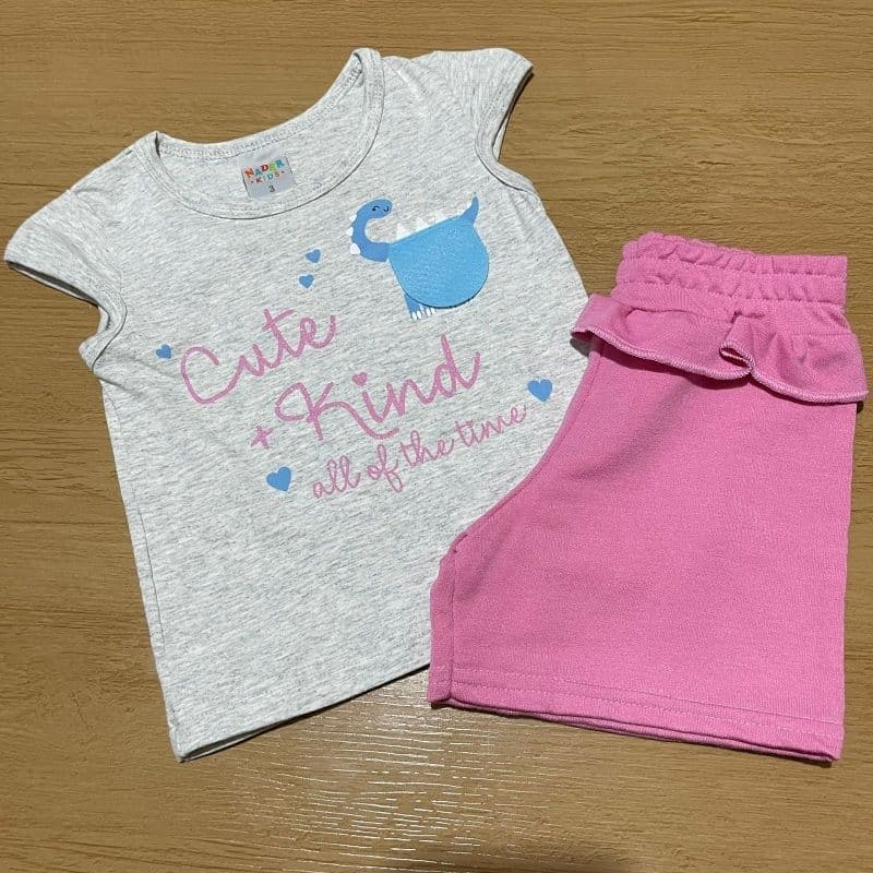 Conjunto Infantil Menina Dinossauro Nader Kids Tamanho 1 ao 3
