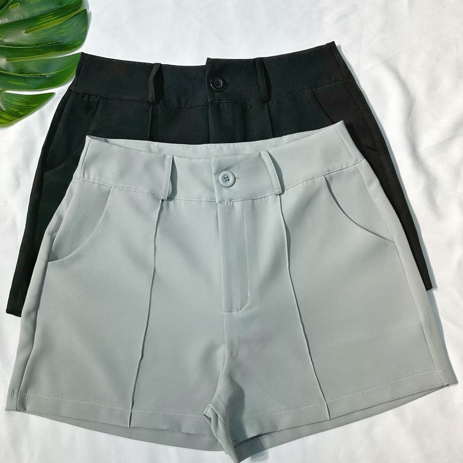 Short Alfaiataria Feminina com risco Cintura Alta  Elegante confortavel Social