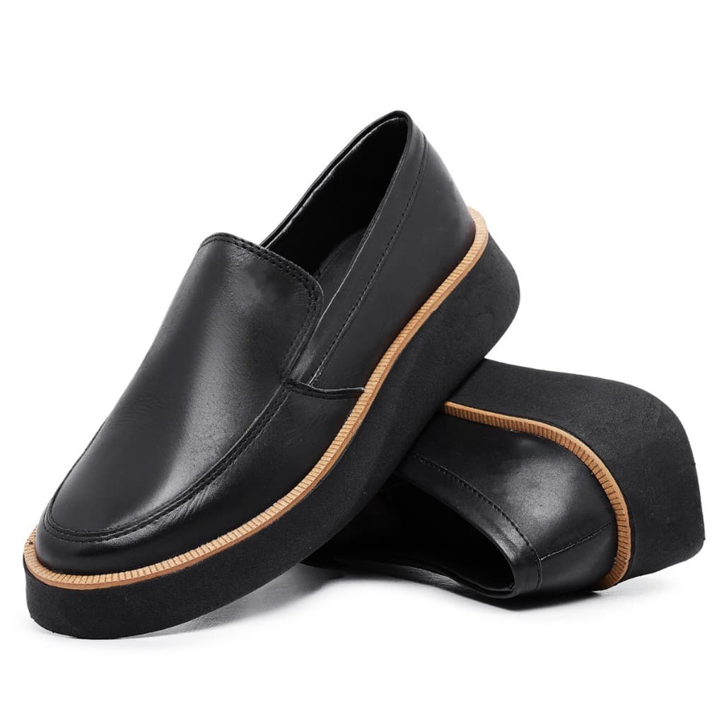 Sapatenis Iate Masculino Sem Cadarço Slip On Antiderrapante em Couro Legitimo