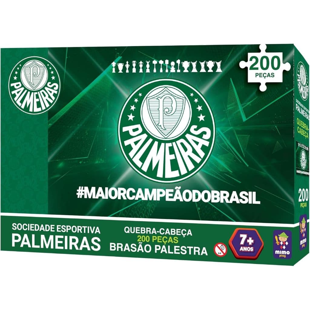 Quebra Cabeça Colecionável 200 Peças Brasão Verdão Palmeiras - Mimo Toys