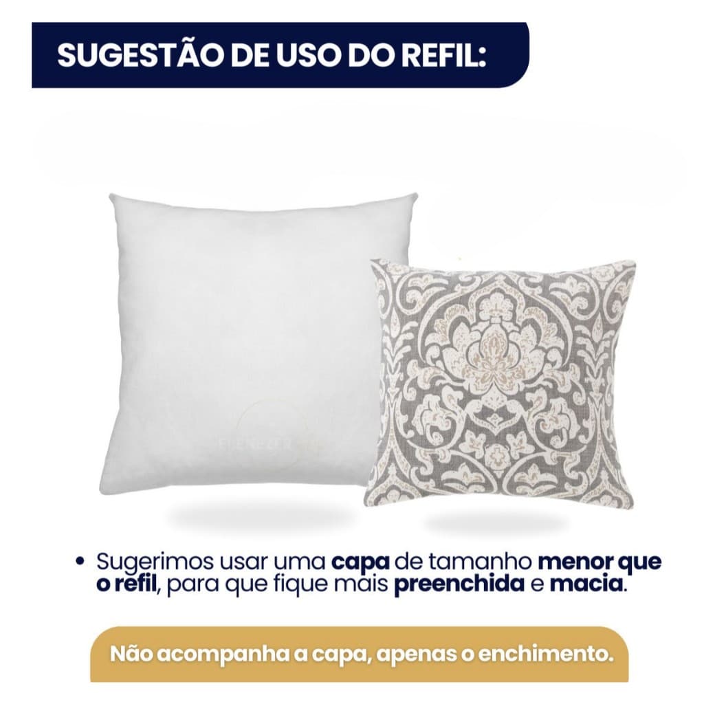 Kit 2 Refil de Almofadas Confort Premium 40x40cm – Enchimento Macio e Durável