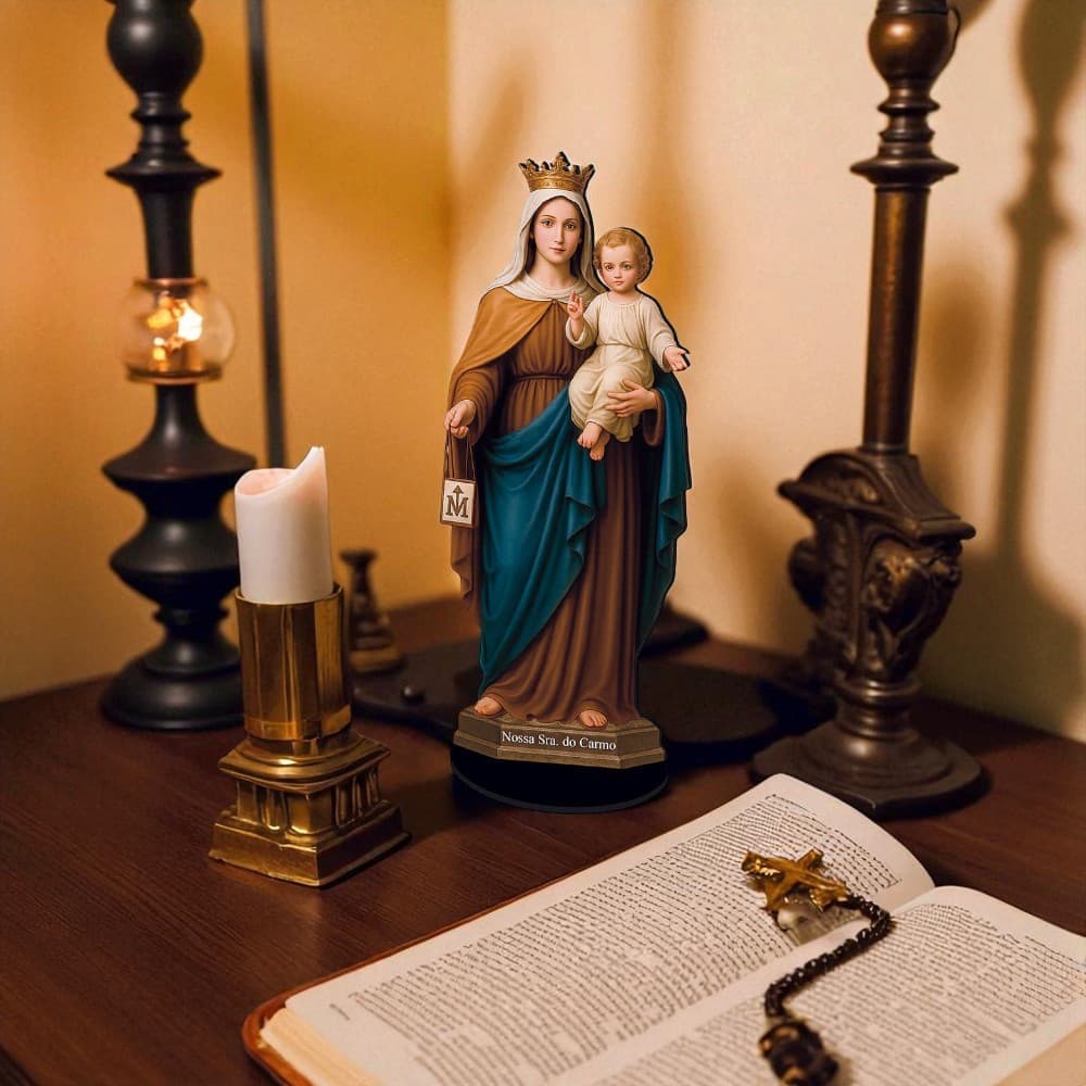 Enfeite de Mesa MDF - Nossa Senhora do Carmo - 9X24,5X6cm