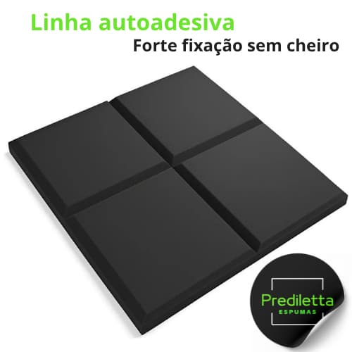 Espuma Acústica Antichamas 12 Placas 25x25x3cm - Autoadesiva