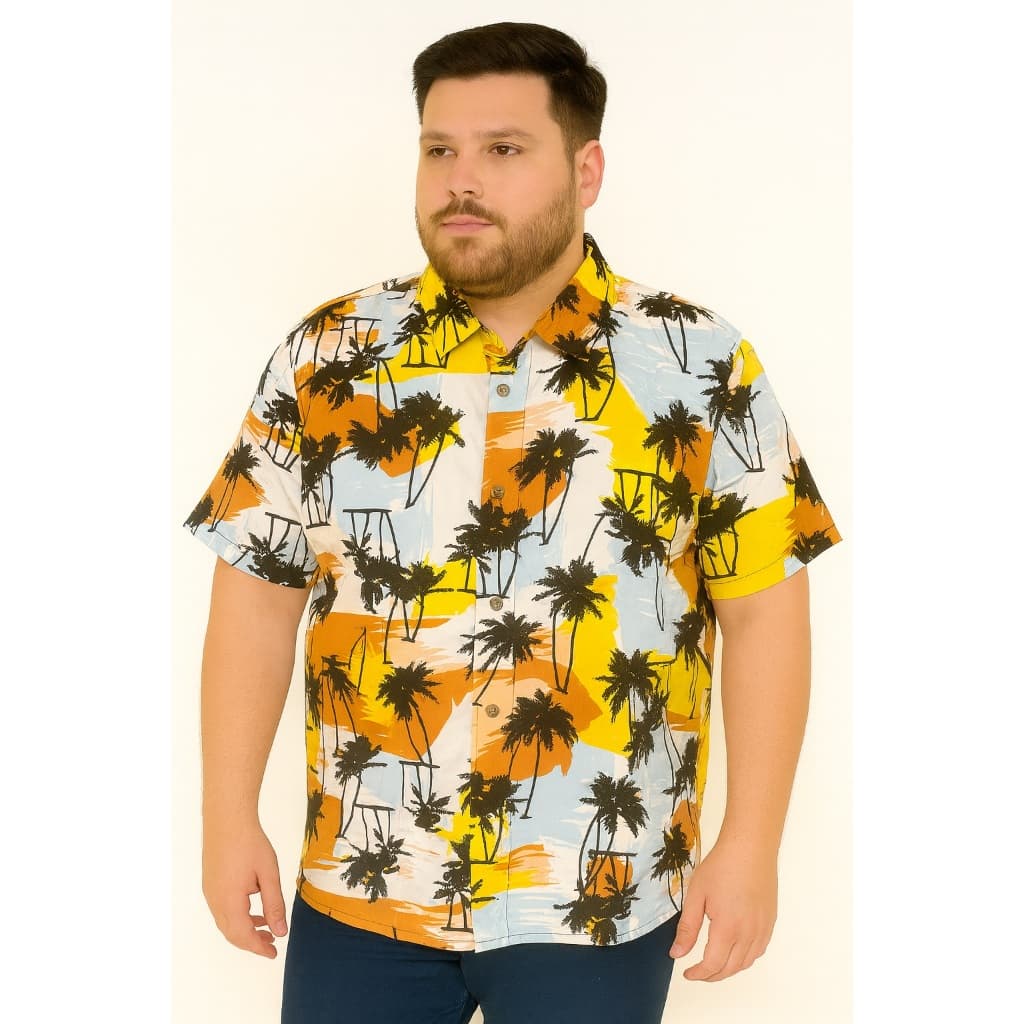 CAMISA SOCIAL SLIM MASCULINA PLUS SIZE VERÃO  VISCOSE G1 G2 G3 G4 Verão 2025