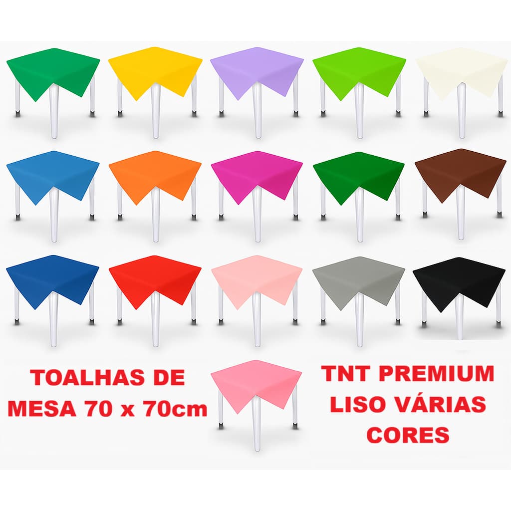 Kit Toalhas de mesa festa infantil TNT cobre mancha grosso cores vivas 70x70 quadrada