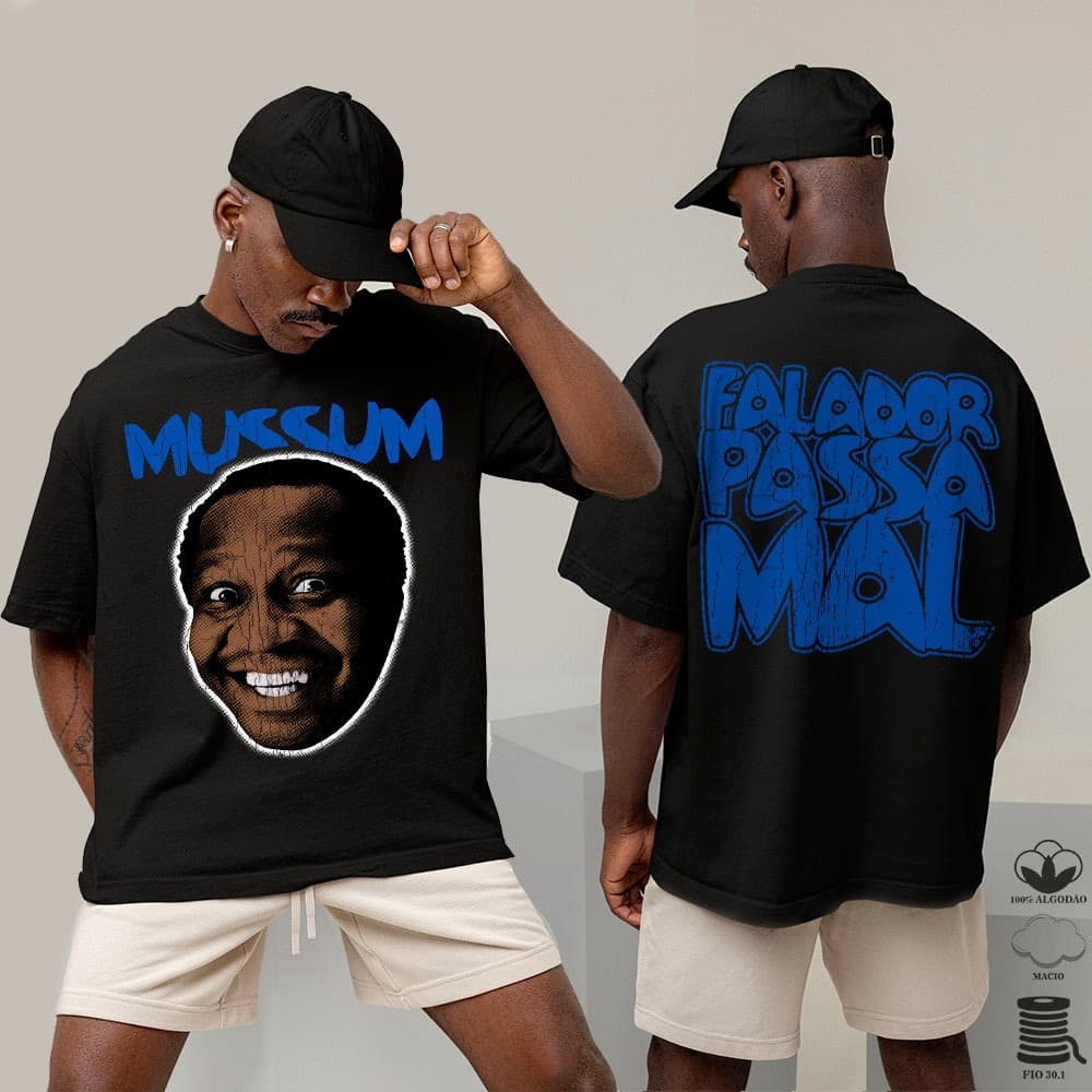 Camiseta Oversized ou Básica Mussum Falador Passa Mal Comediante Trapalhões Algodão Unissex OffConcept