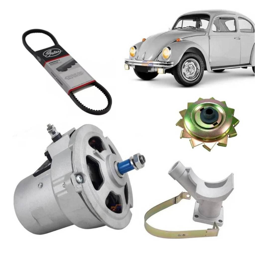 Kit Alternador 55ah Nexe Com Polia E Correia VW Fusca Kombi Brasília Gol BX Novo Completo