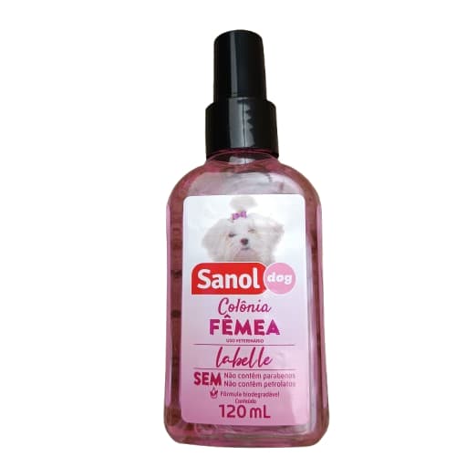 Colônia Pet Sanol Dog Labelle 120mL – Perfume Suave e Biodegradável para Fêmeas