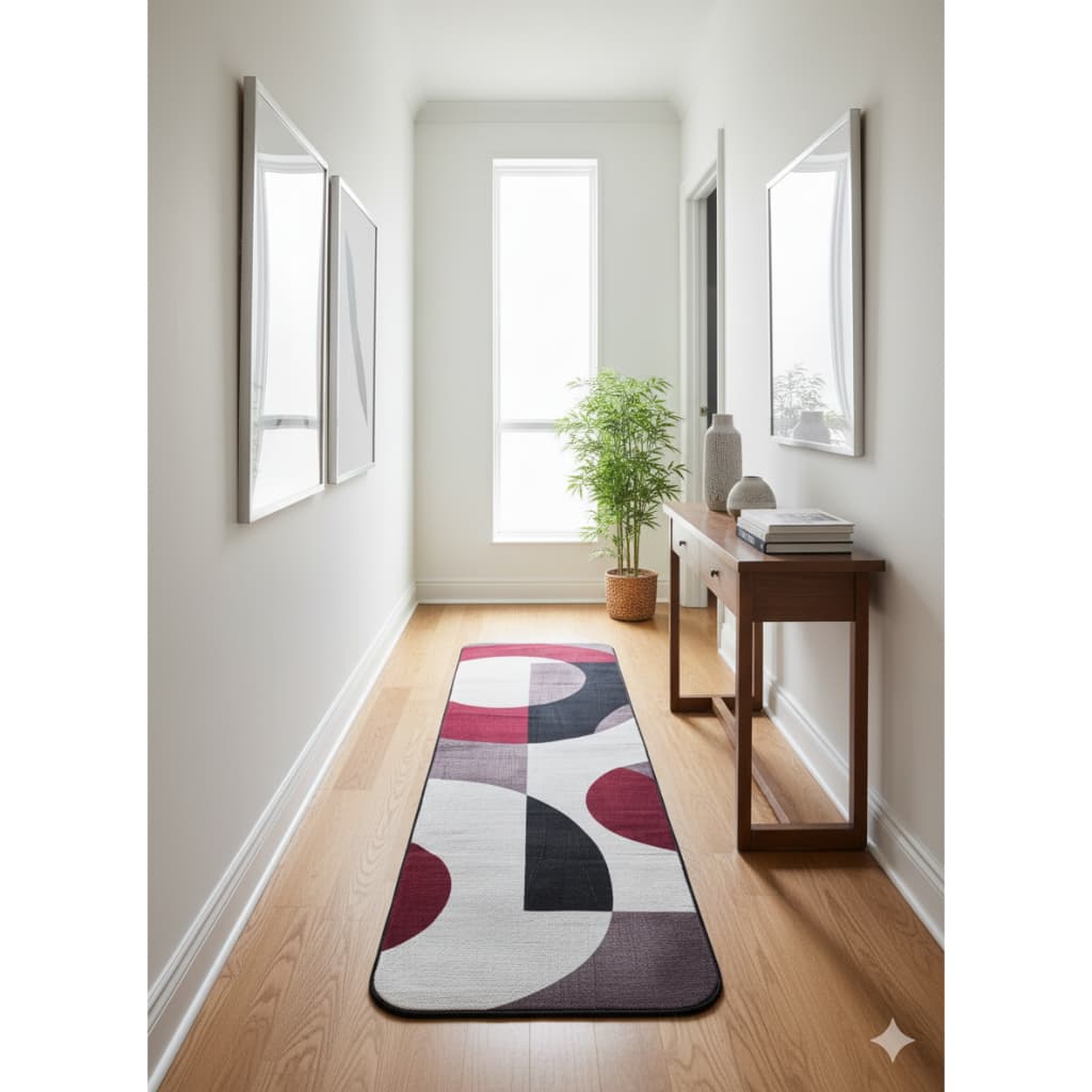 Tapete Passadeira Sala Quarto Corredor Estampas Geométricas 2,0 x 0,55m Flannel Aveludado