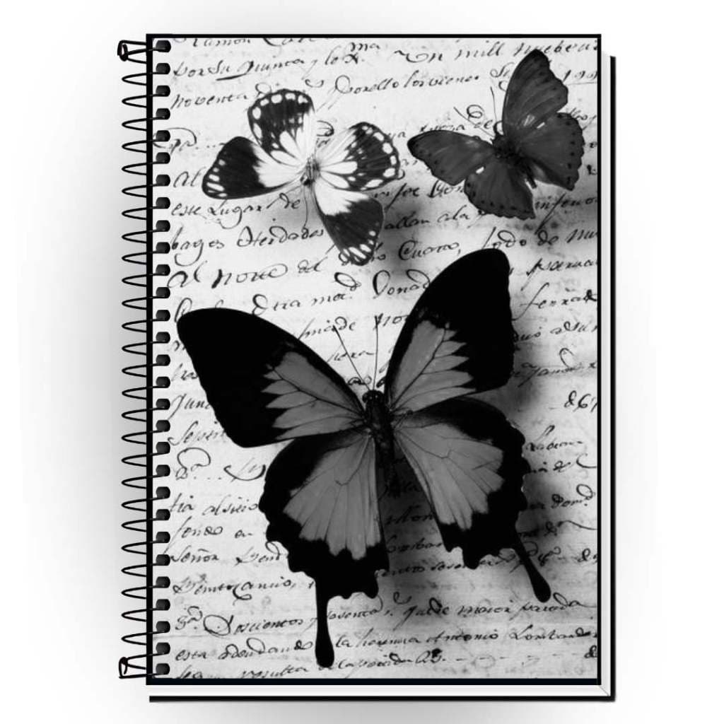Caderno Borboleta Preta Luxo | Capa Dura Premium | 1 a 20 Matérias | Elegância e Estilo Feminino ,  Faculdade