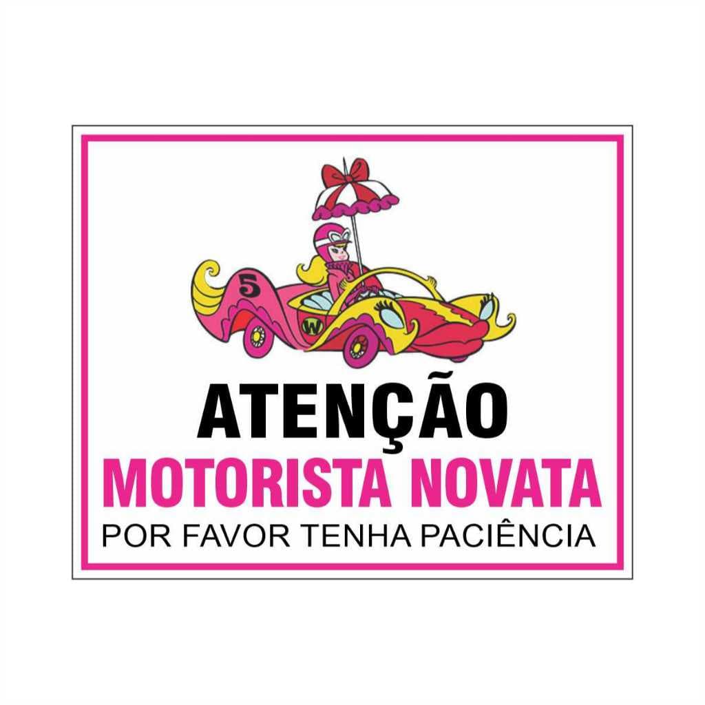 adesivo atenção motorista novata recente carta nova vidro e lataria - 18x15cm