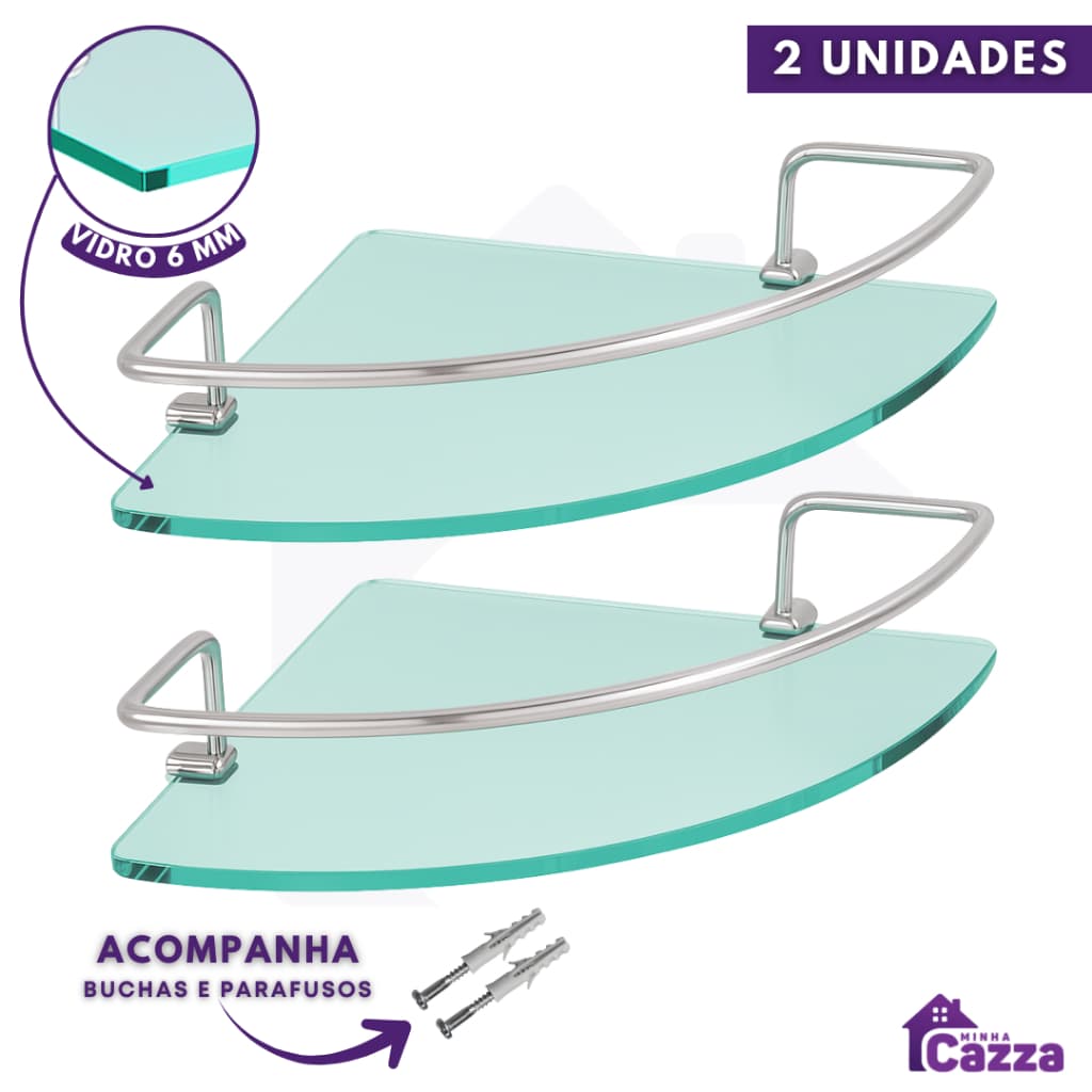 Porta Shampoo Suporte De Banheiro Shampoo Canto Vidro 6mm