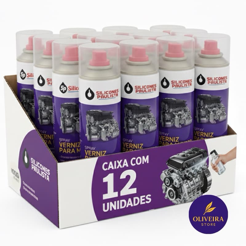 Kit 12 Unidades Spray Verniz para Motor de Carros/Motos 300ml Silicones Paulista
