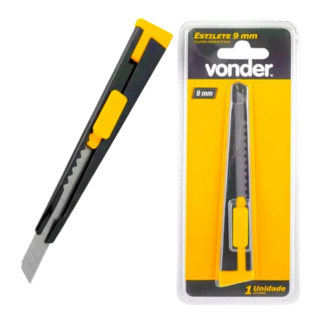 Estilete Profissional Emborrachado 9mm Envelopamento Vonder