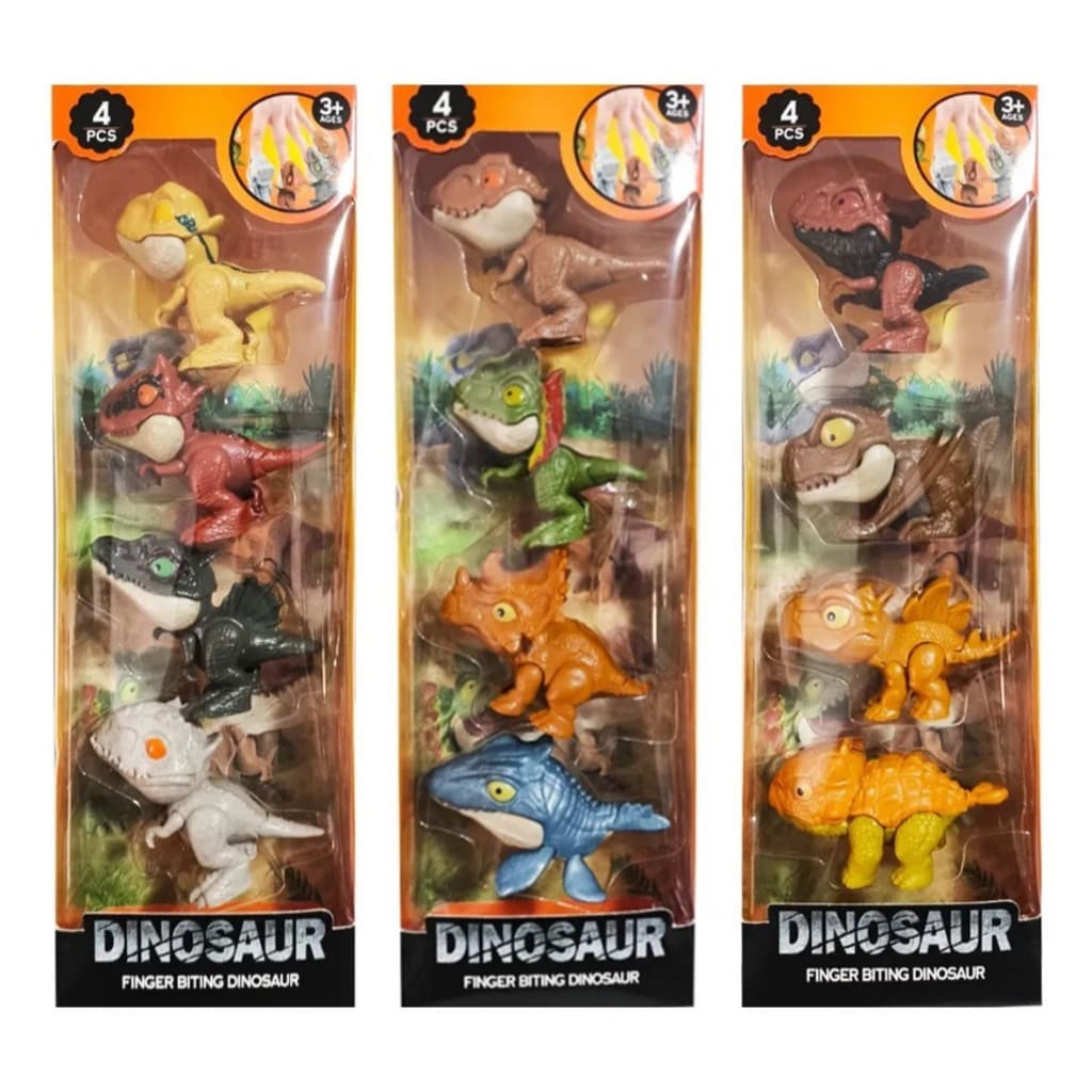 Mini Dinossauros Miniatura Morde Dedo Baby Colecionável Coleção Completa 12 unidades