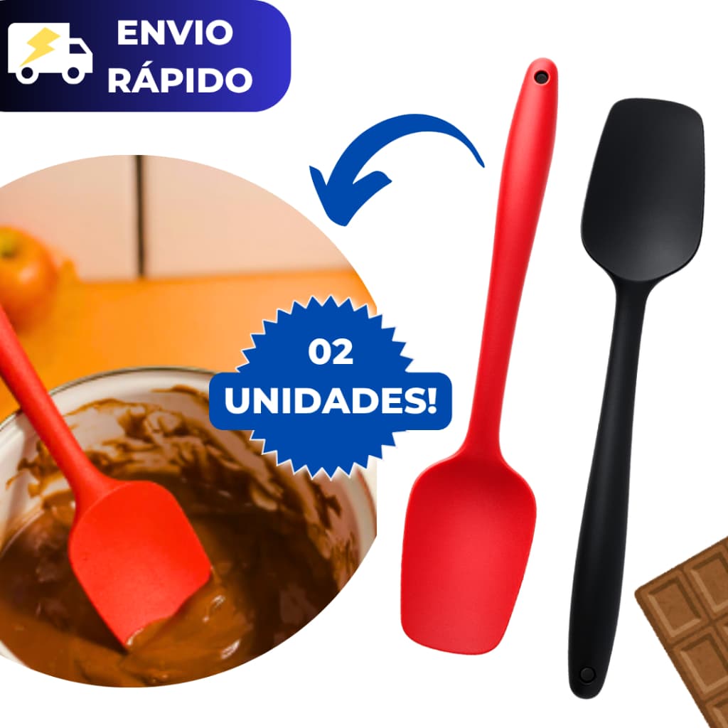 2 Espátula Quadrada de Silicone Pão Duro Bolo Massa Rapador Utensilio Cozinha Resistente Reta Kit