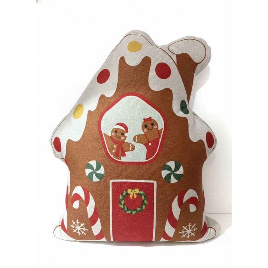 Kit Almofada Natal Casa de Biscoito Gengibre Enfeite Decorativo Sofá Cama Quarto Poltrona