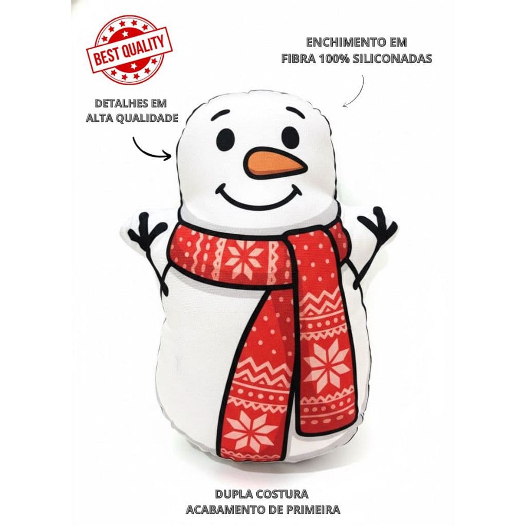 Kit Enfeite de Natal Boneco de Neve Almofada Decorativa Natalina para Decoração de Casa Sala Quarto
