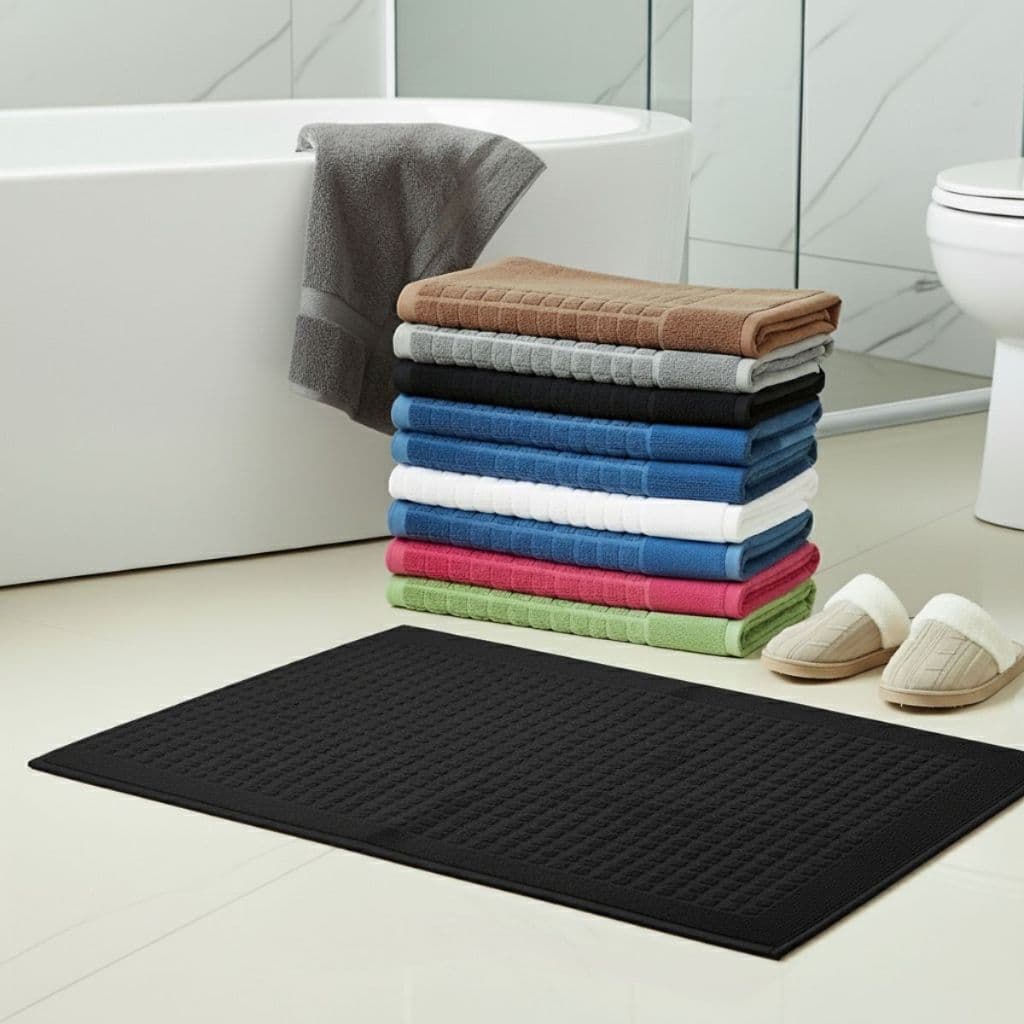 Kit 5 ou 10 Peças Toalha De Piso Tapete Banheiro Atoalhado Absorvente De Secagem Rápida 45cm x 70cm