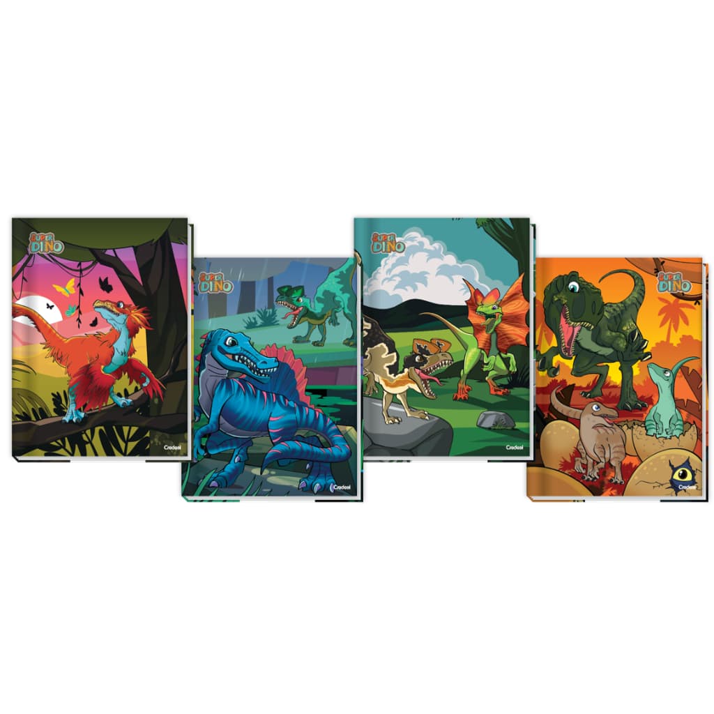 Caderno Brochura Super Dino Dinossauro Capa Dura 80 folhas Credeal