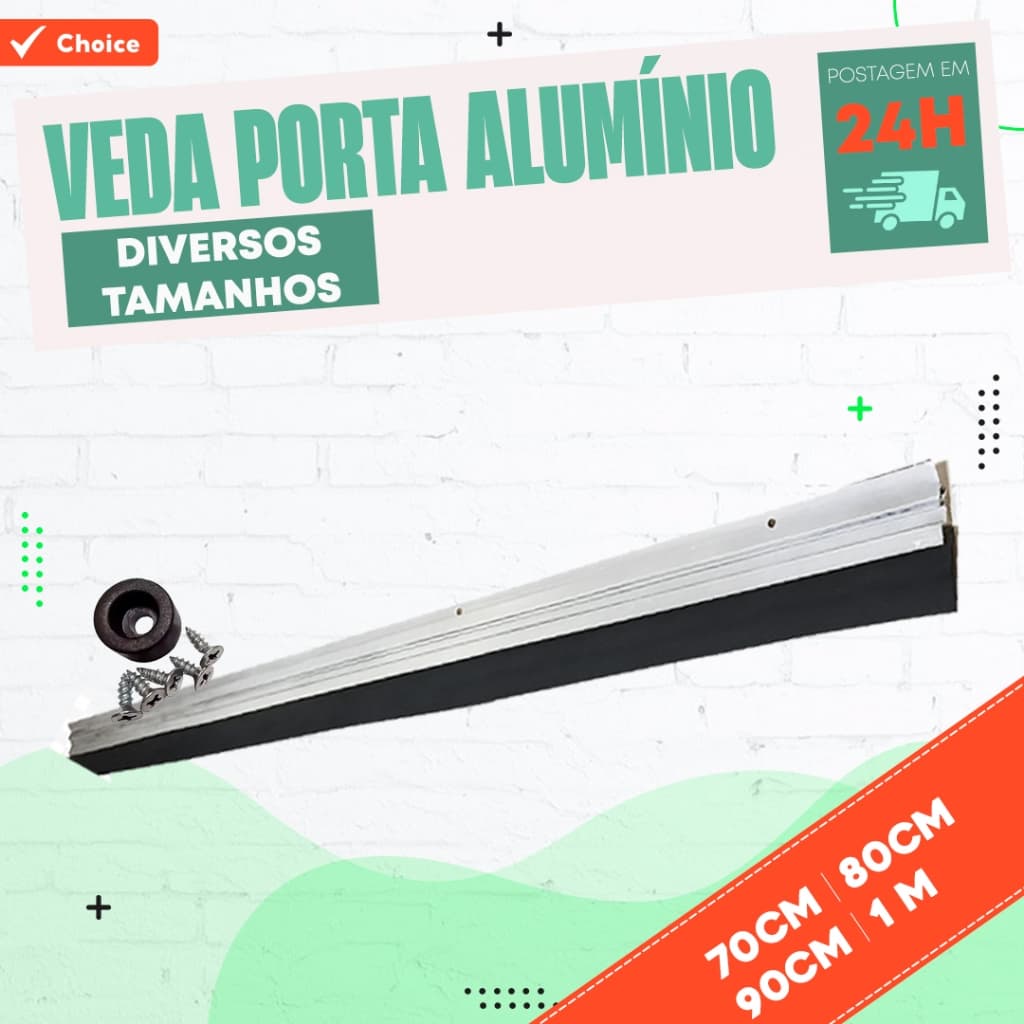 Protetor de Porta Veda Porta Impermeável Veda Porta em Alumínio 70cm, 80cm, 90cm, 1 M