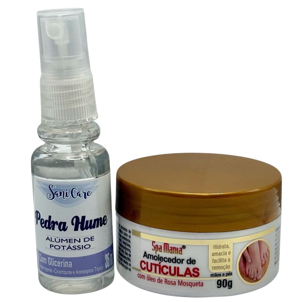 Kit Beleza das Mãos e Pés – Pedra Hume SaniCare + Amolecedor de Cutículas Spa Mania