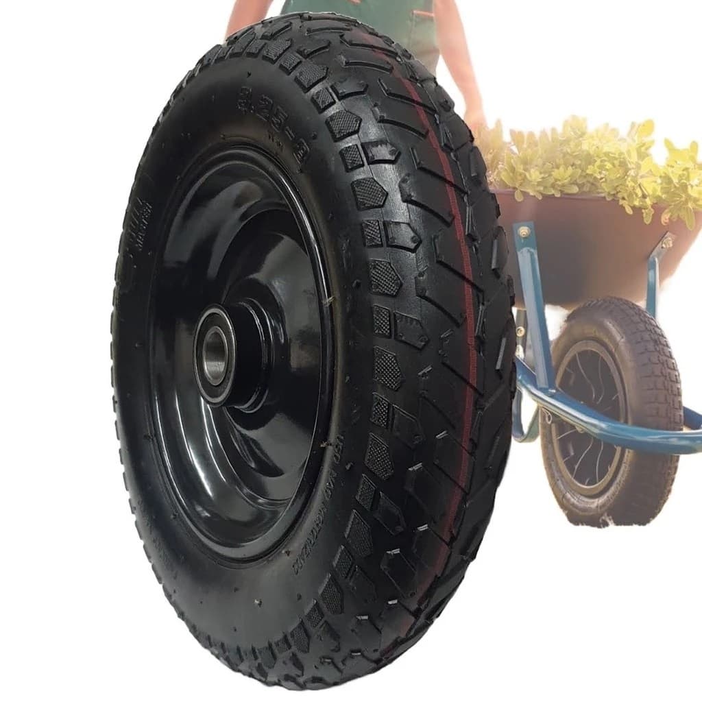 KIT Roda Completa 3.25-8 Aro 8 Industrial 4 Lonas Completo C/camara De Ar e Rolete