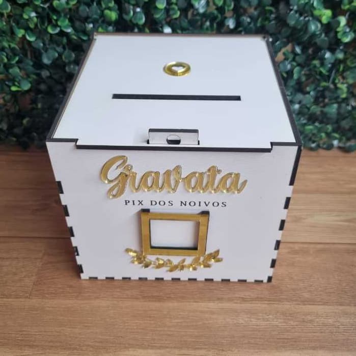 Caixa PIX para Casamento em MDF- Gravata e Lua de Mel - Pronta Entrega
