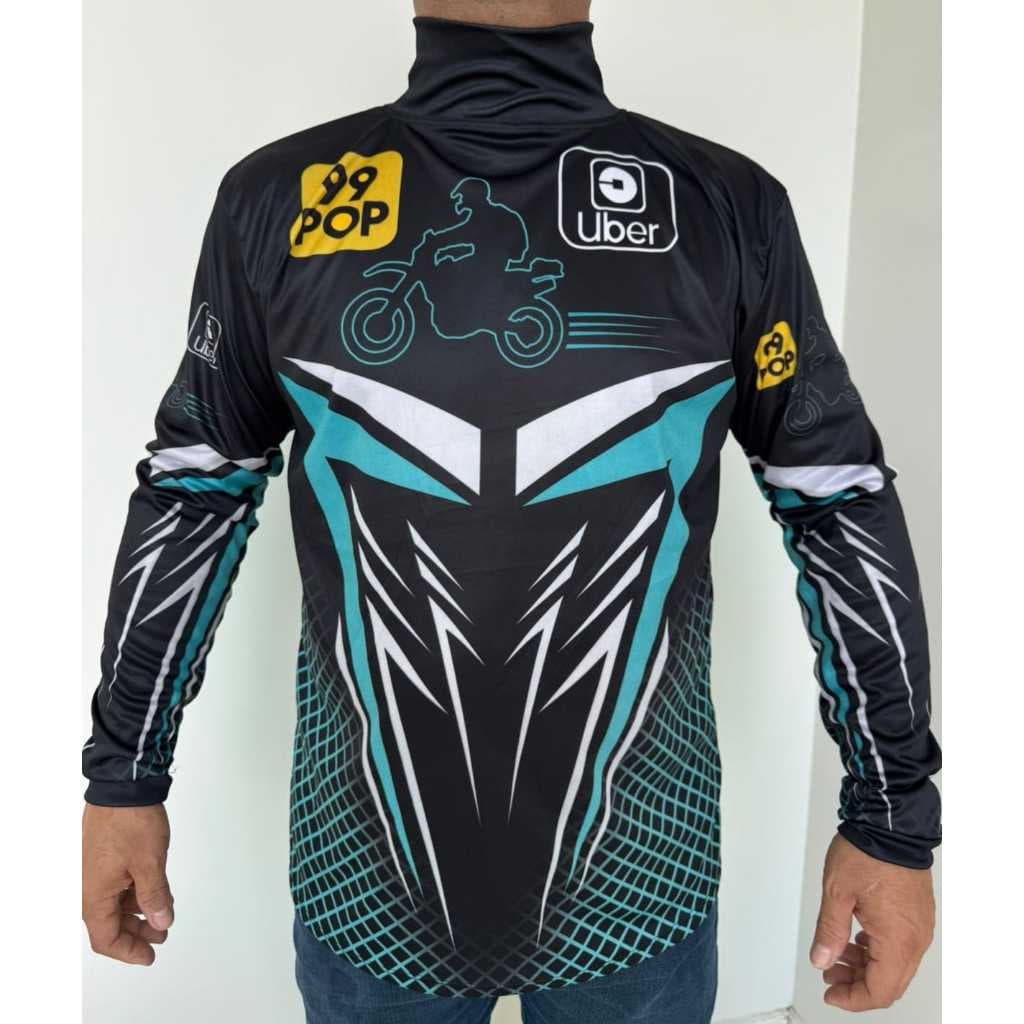 Camisa Blusa Aplicativo App Moto Uber 99 SUBLIMADA Manga Longa Gola Alta