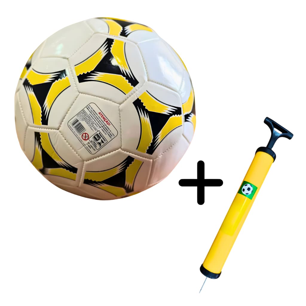 Bola Futebol Campo Tamanho 5 Oficial + Bomba Encher Esportiva Treino Jogo Grama Sintética e Natural