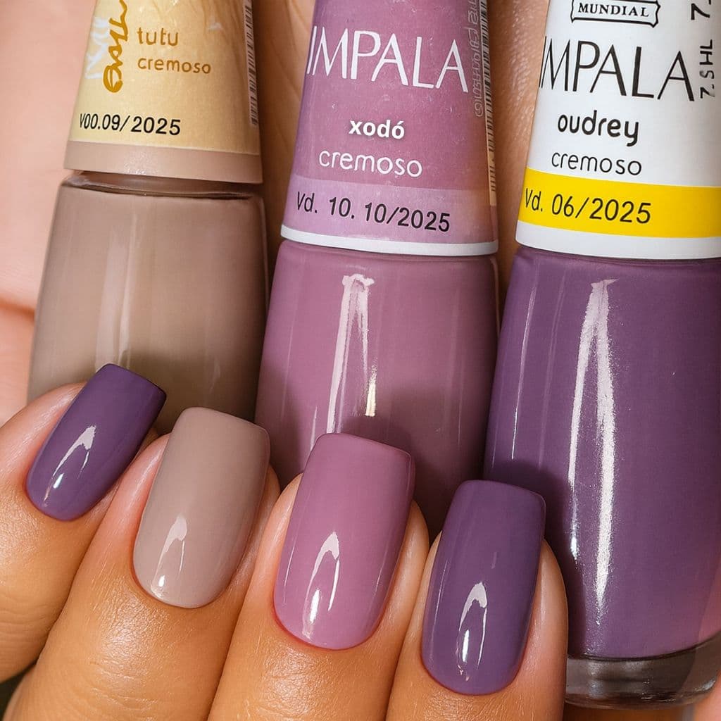 Kit 3 Esmaltes Impala Tons Nudes Roxos Esmalte Atacado Misturinha