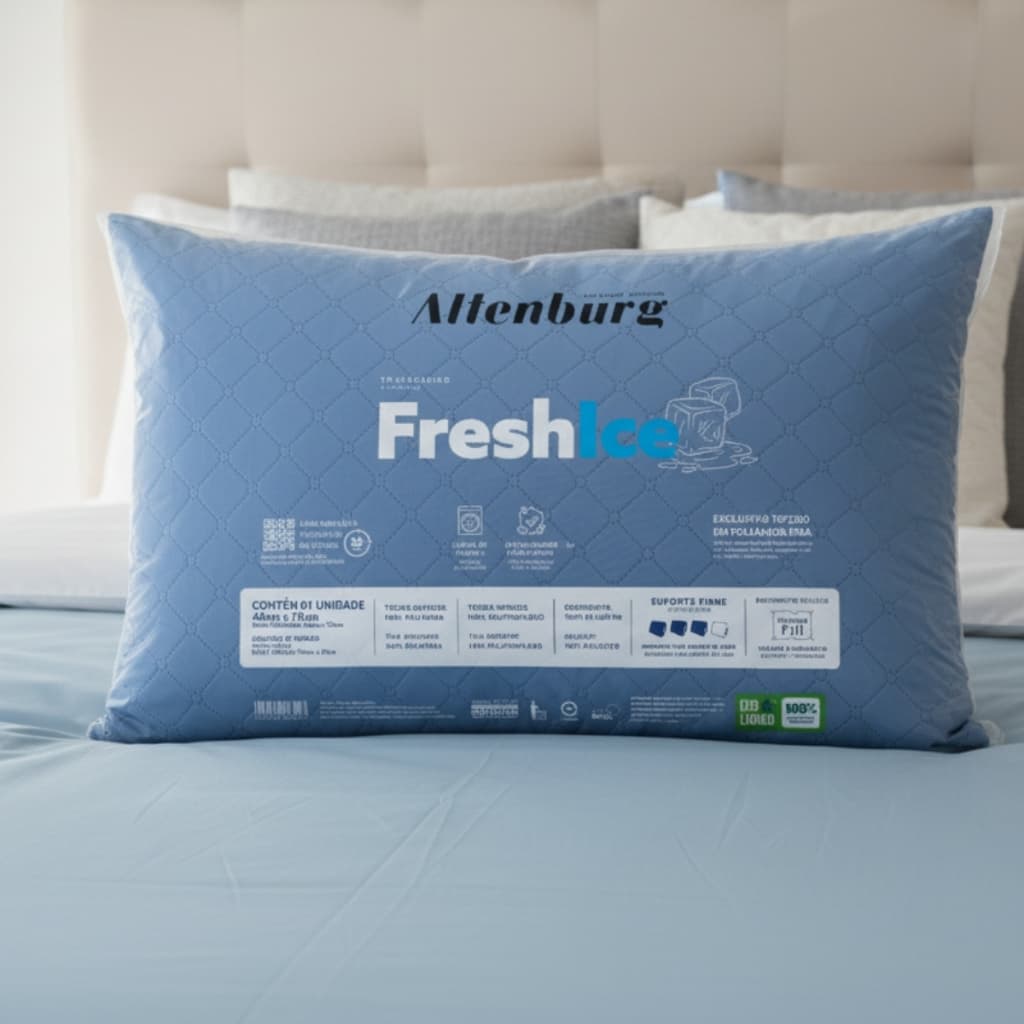 Travesseiro Gelado Altenburg Antialérgico Fresh Ice Descanso 50cm x 70cm Azul Pra Quem Dorme De Lado