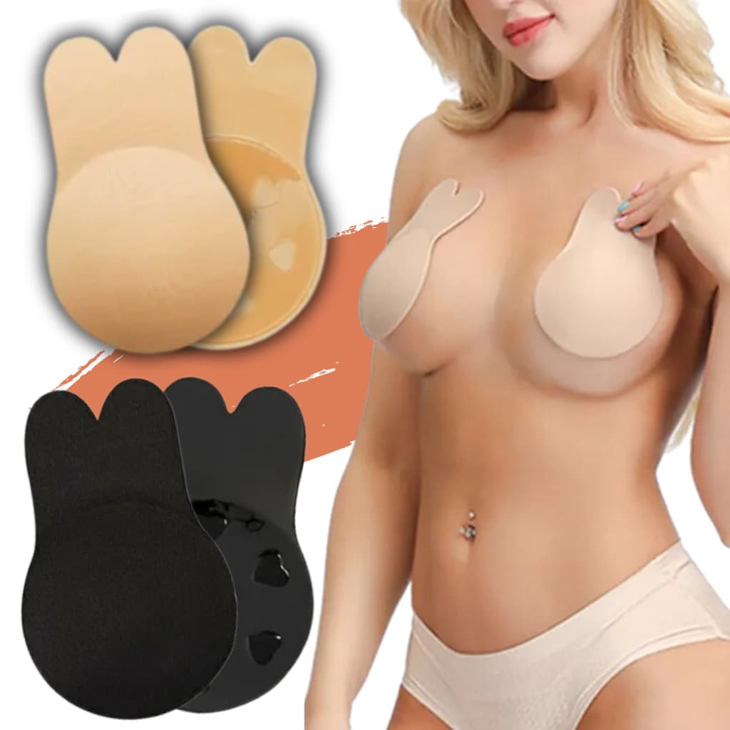 Sutiã Adesivo Mágico Silicone Levanta Seio Invisível Orelha Coelho Sutien Não Cai Reutilizável