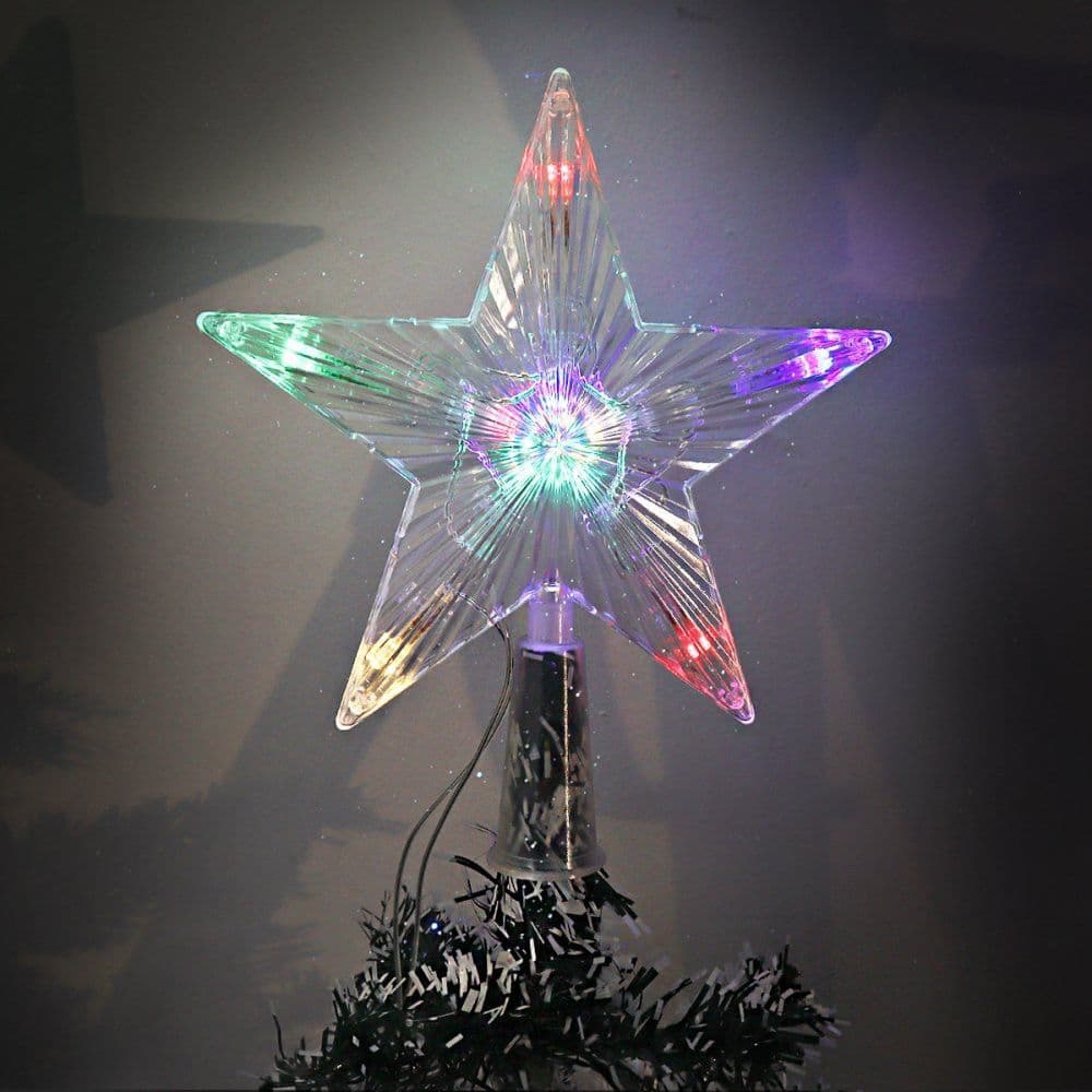 Estrela Ponteira Árvore Natal Colorida LED Pisca Decoração Wincy Natal