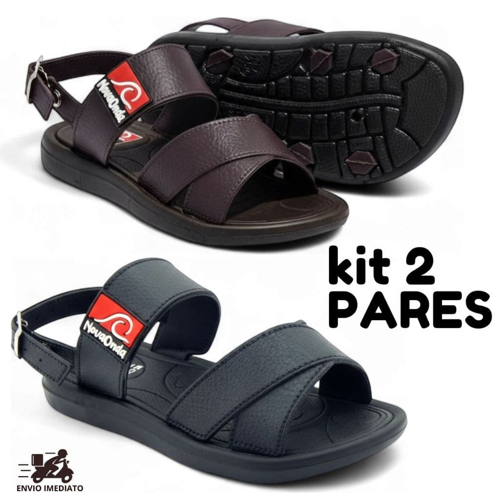Kit 2 Pares Sandalia  Nova Onda Menino Infantil Macia Confortavel