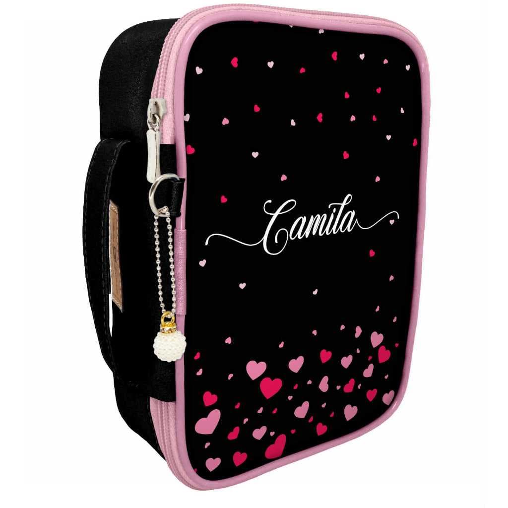 Estojo 100 pens box grande personalizado chuva de coracoes organizador professora canetas lapis