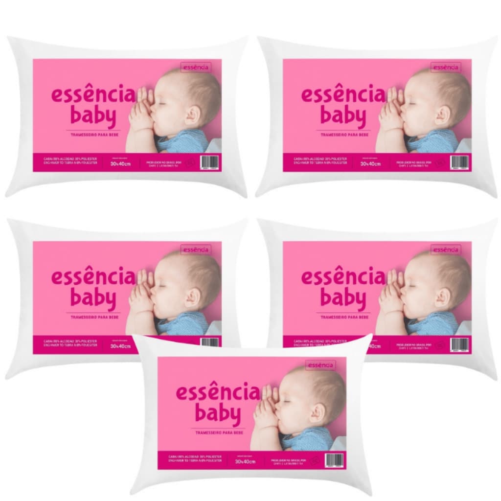Kit 5 Travesseiro Baby 40x30cm Lavável á Máquina Antialérgico Macio E Confortável