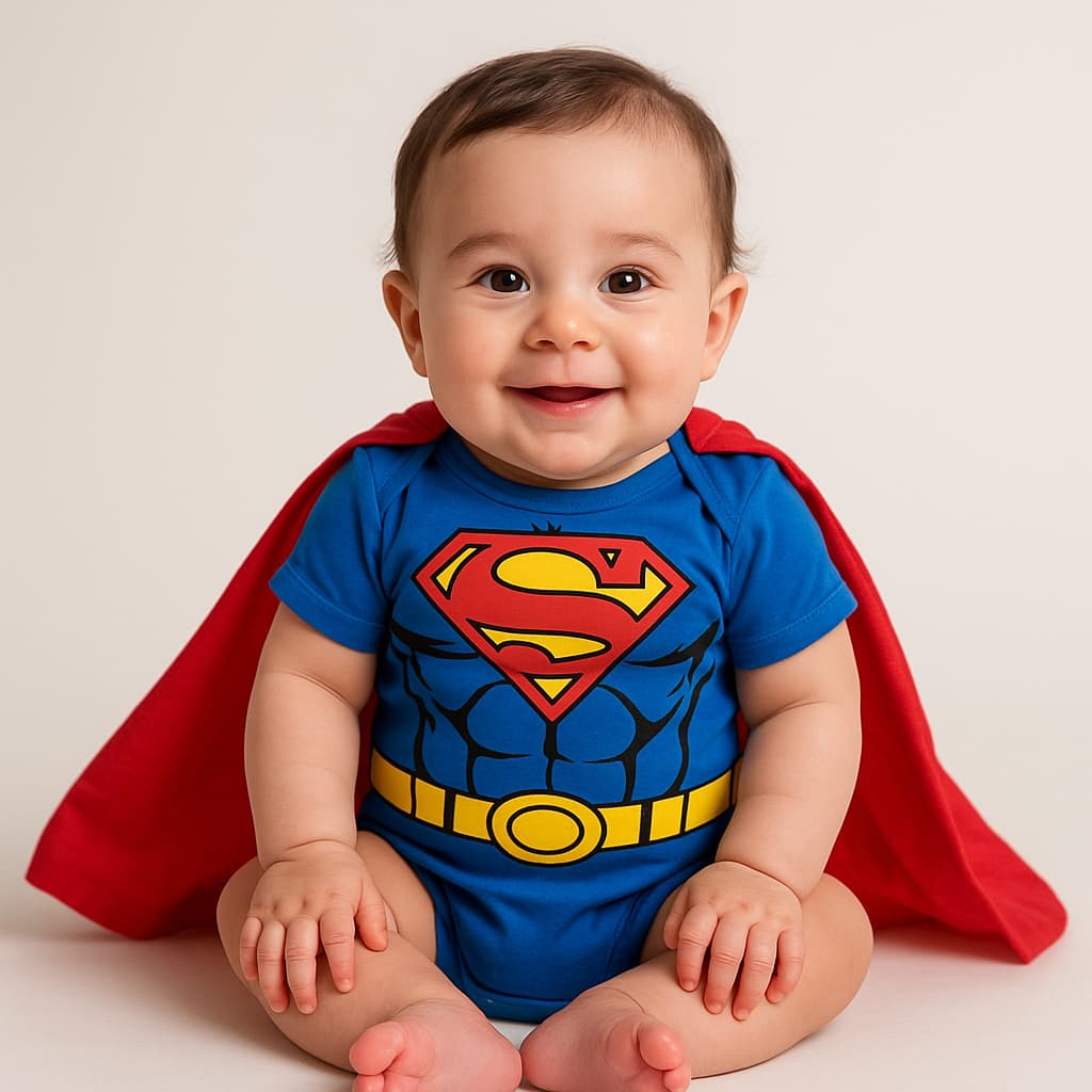 Body Bebê Infantil Menino Mêsversário Temático Superman Super Confortável Promoção