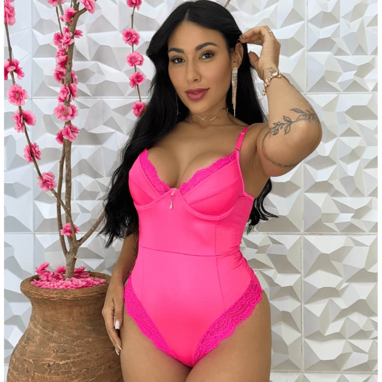 Body Feminino Cirrê de Alcinha sem Bojo Bori Moda Feminina Blogueira Neon