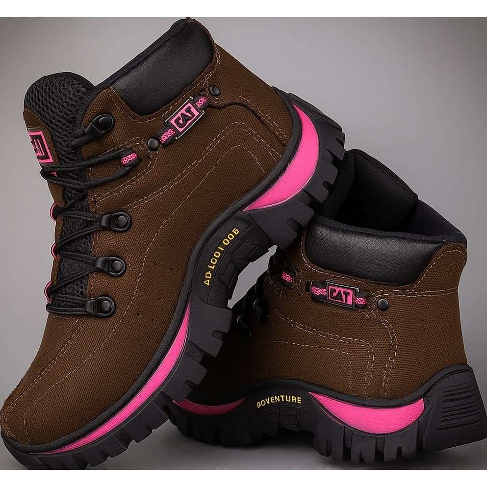 BOTA BOTINA COTURNO ADVENTURE CAT FEMININA SOLADO TRATORADO E COSTURADO ADV
