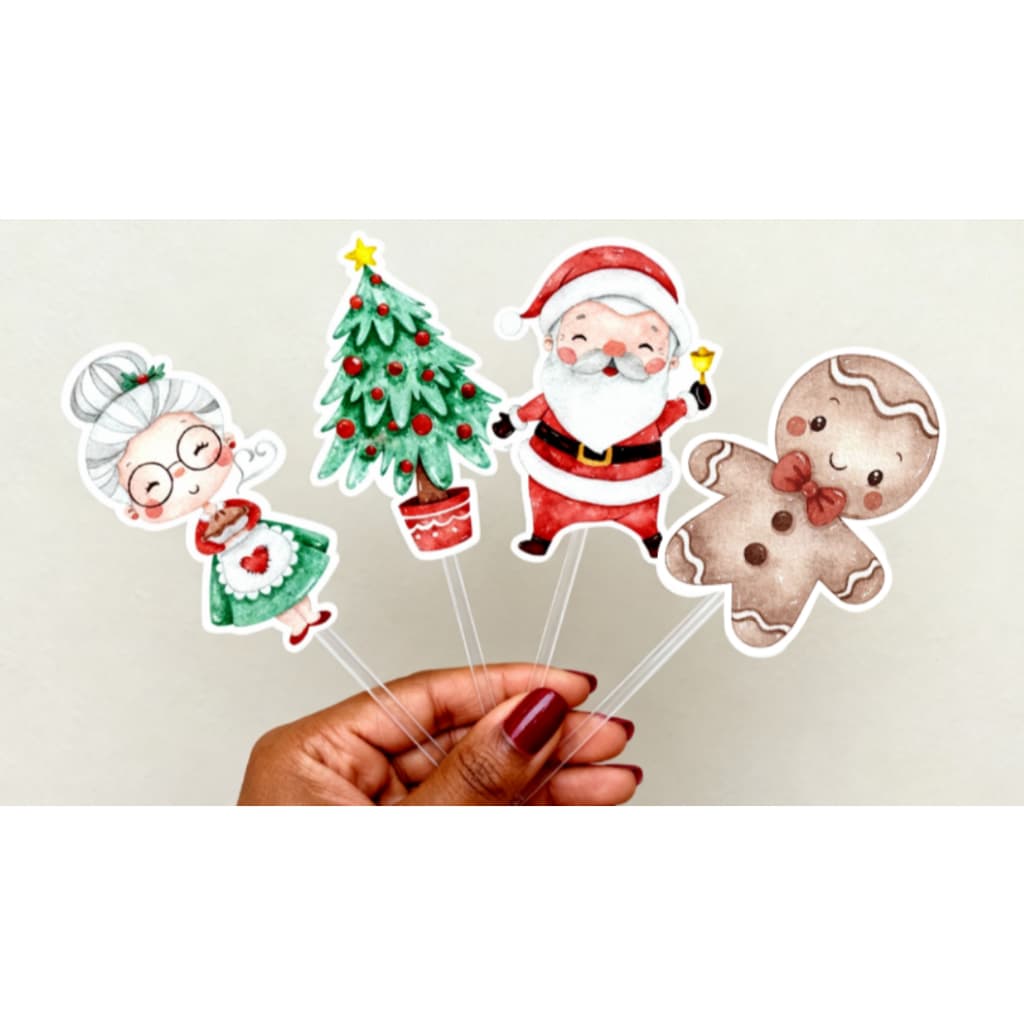 Envio em até 24h - Kit de 30 toppers para docinhos Natal. Topper Natalino. Topper Papai Noel para Cupcake.