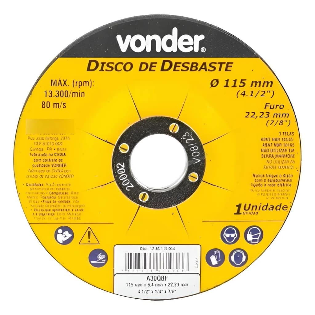 10 Disco De Desbaste 115mm X5,0mm X 22,23mm Dbv Vonder